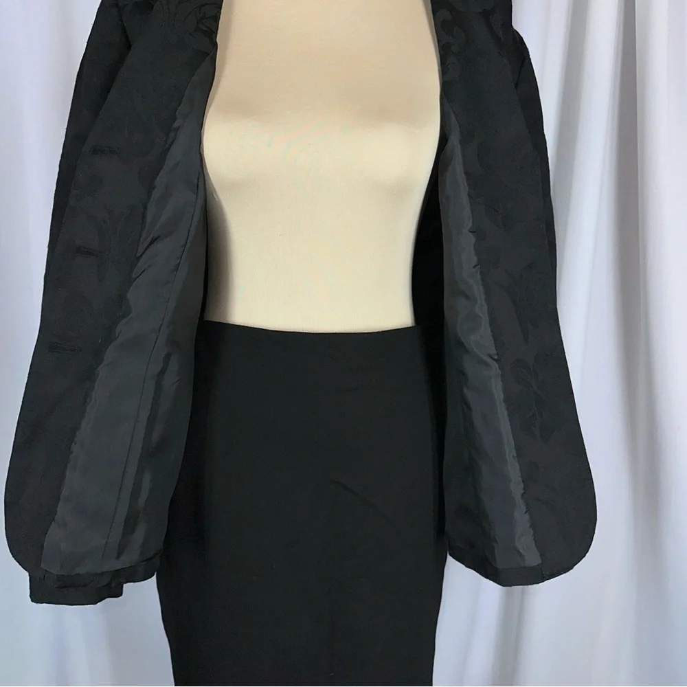 Coldwater Creek Black On Black‎ Jacquard Blazer Sz 8 Jacket Floral Chic Office